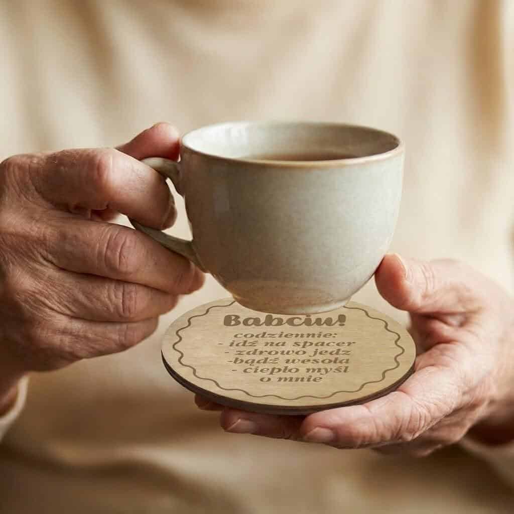 Drewniana podstawka pod kubek prezent na Dzień Babci 42759 - zdjęcie 3