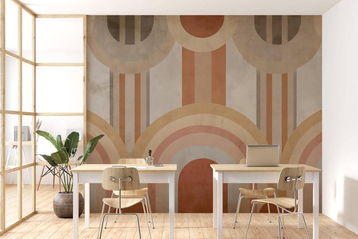 Fototapeta Geometryczna- beż i terakota | Tapeta Retro do biura i salonu 64260 - zdjęcie 1