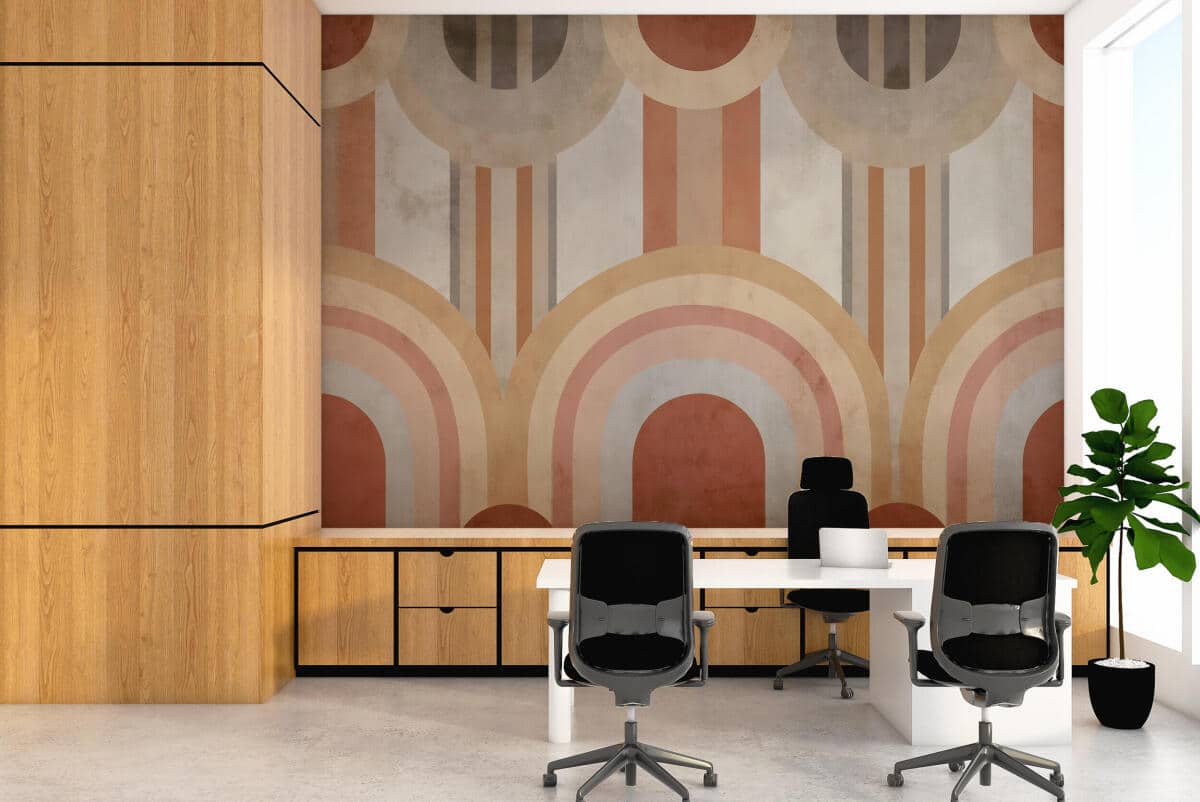 Fototapeta Geometryczna- beż i terakota | Tapeta Retro do biura i salonu 64260 - zdjęcie 4