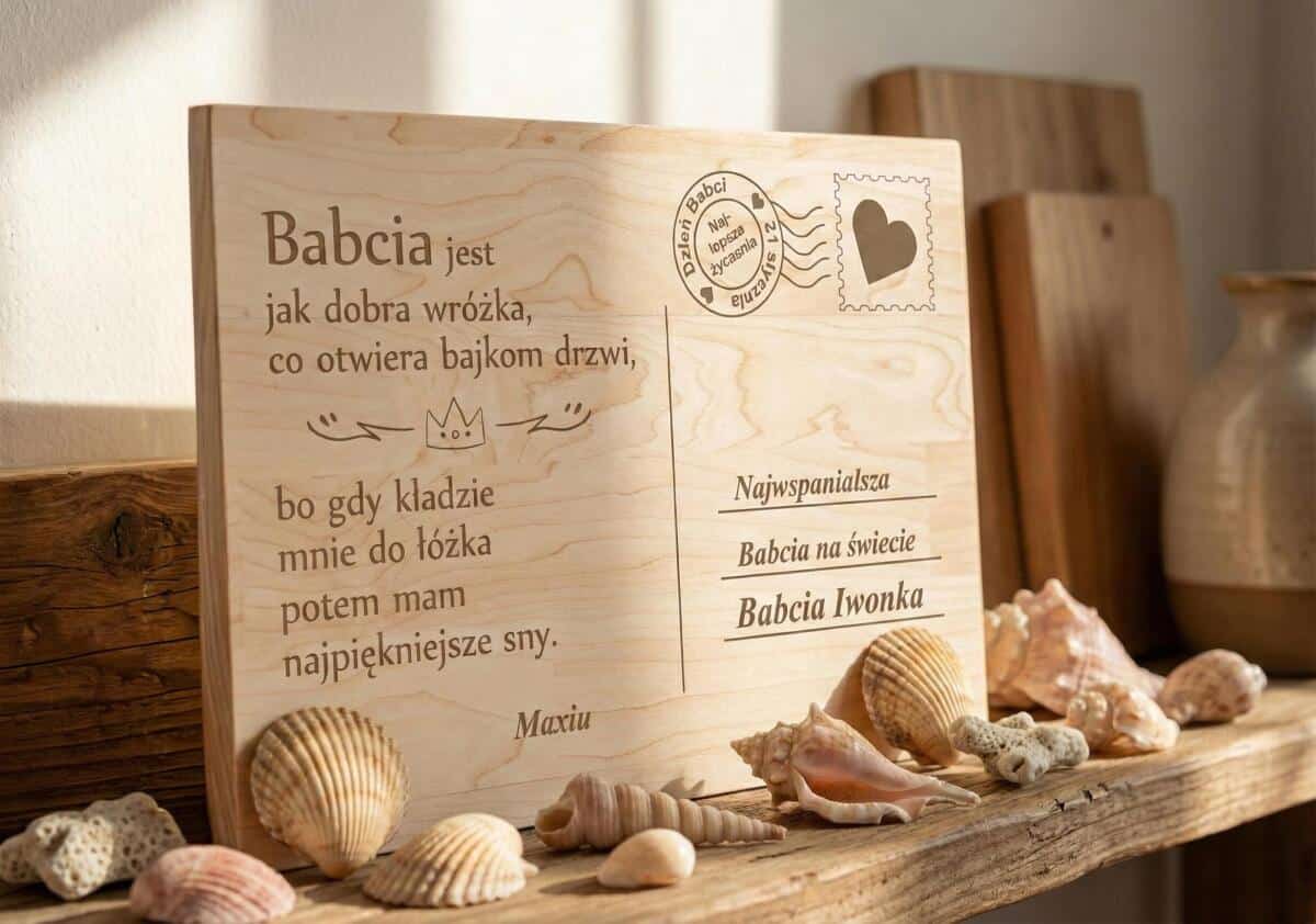 Drewniana pocztówka z życzeniami prezent na Dzień Babci 42786 - zdjęcie 2