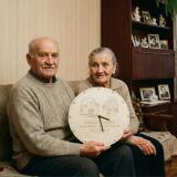 Grawerowany laserowo zegar ze sklejki dla dziadków - prezent na dzień Babci i Dziadka, święta 25506 - miniaturka 3