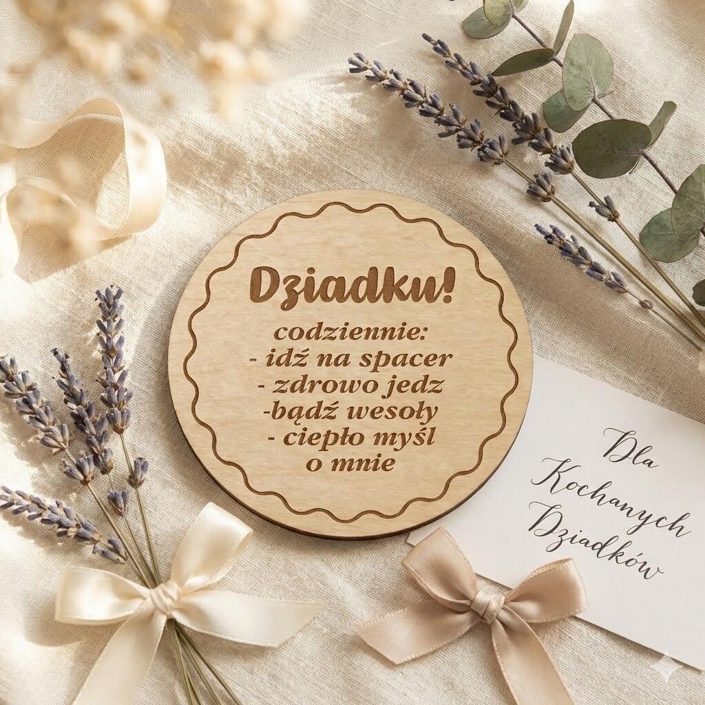 Drewniana podstawka pod herbatę prezent na Dzień Dziadka 42760 - zdjęcie 2