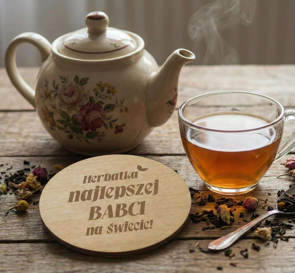 Drewniana podkładka pod kawę prezent na Dzień Babci 42756 - zdjęcie 2