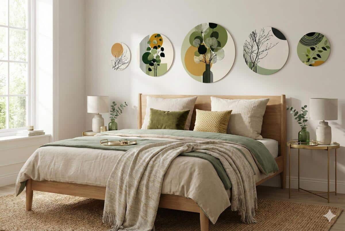 Zestaw Okrągłych Obrazów- Abstrakcja i Natura w stylu Japandi 43122 - zdjęcie 4