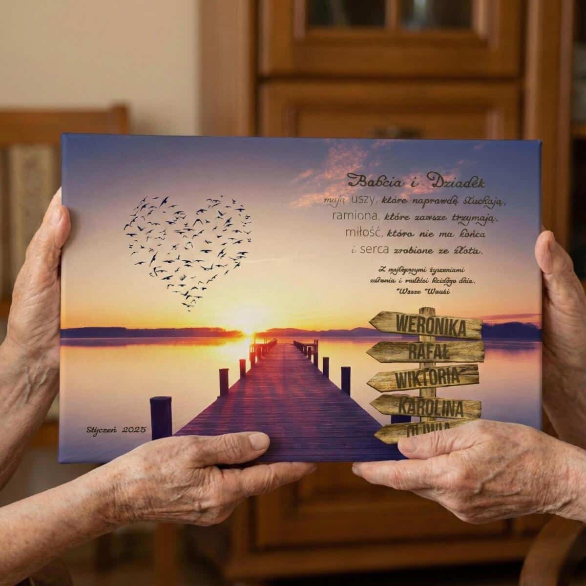 Wyjątkowy prezent na Dzień Babci i Dziadka- Obraz na płótnie Drogowskaz | Obraz na ścianę dla Dziadków z imionami wnuków 20933 - zdjęcie 5
