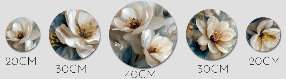 Okrągłe Obrazy na ścianę z Kwiatami | Elegancka Dekoracja do Salonu i Sypialni w Stylu Glamour 43120 - zdjęcie 2