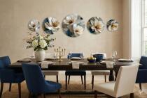 Okrągłe Obrazy na ścianę z Kwiatami | Elegancka Dekoracja do Salonu i Sypialni w Stylu Glamour 43120 - miniaturka 5