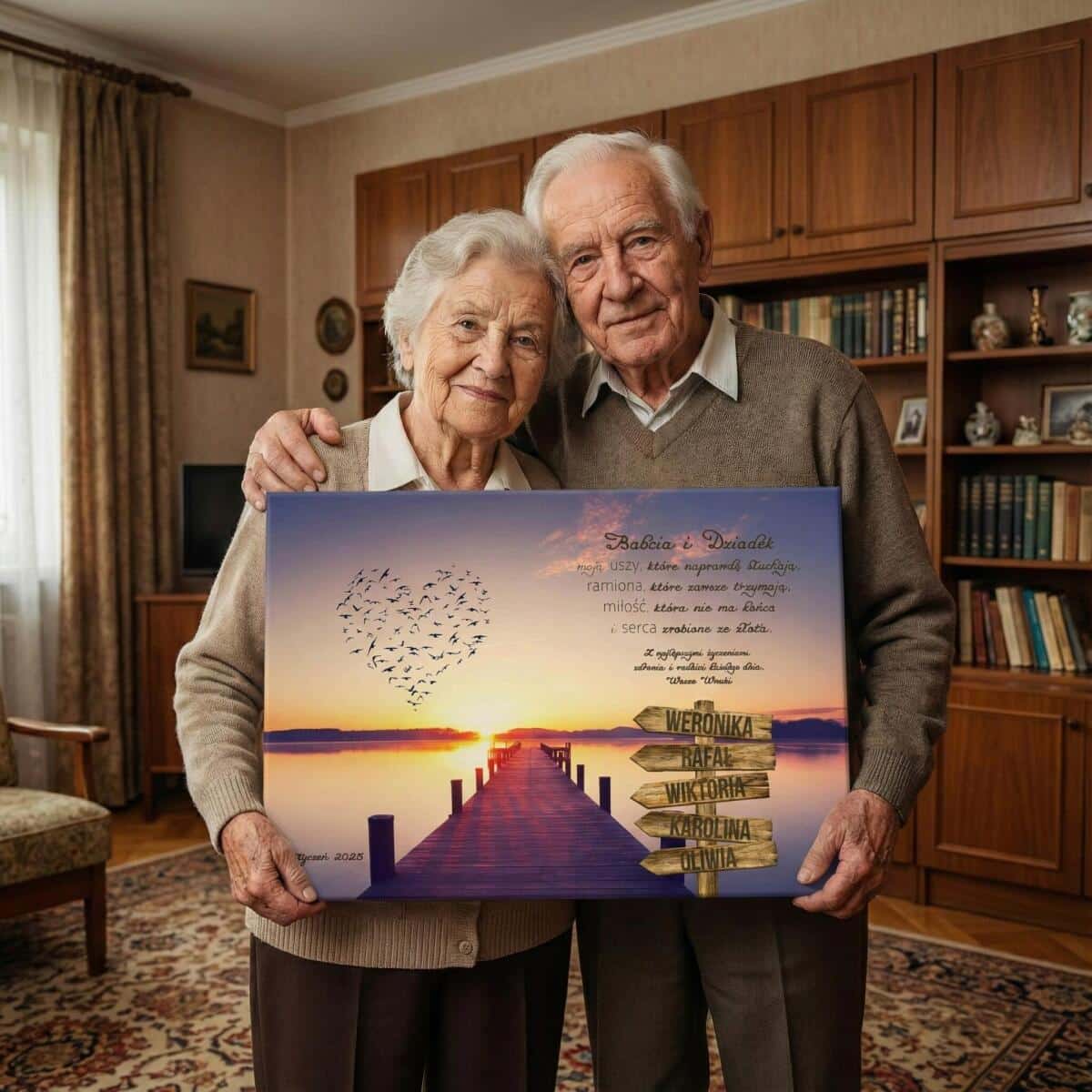 Wyjątkowy prezent na Dzień Babci i Dziadka- Obraz na płótnie Drogowskaz | Obraz na ścianę dla Dziadków z imionami wnuków 20933 - zdjęcie 3