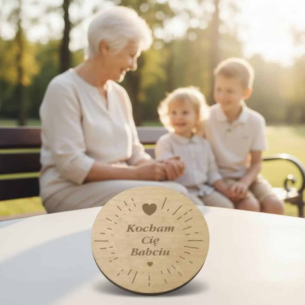 Drewniana podstawka pod kubek prezent na Dzień Babci 42757 - zdjęcie 3