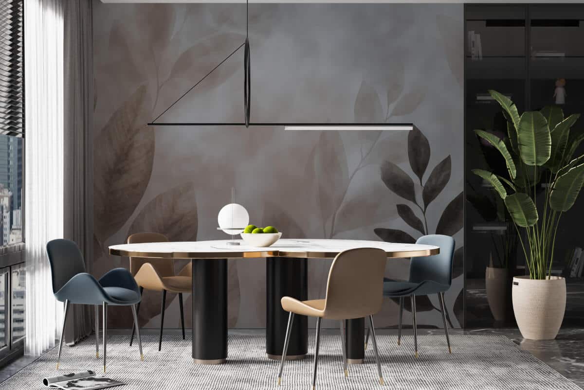 Subtelna Fototapeta do sypialni- Akwarelowe Liście w odcieniach beżu 64263 - zdjęcie 1