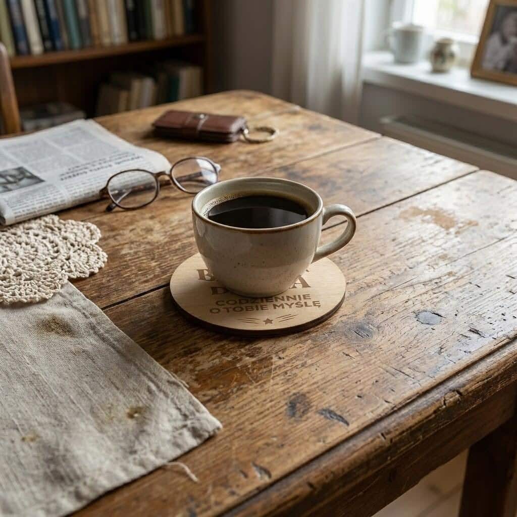 Drewniana podstawka pod kubek prezent na Dzień Babci 42761 - zdjęcie 3