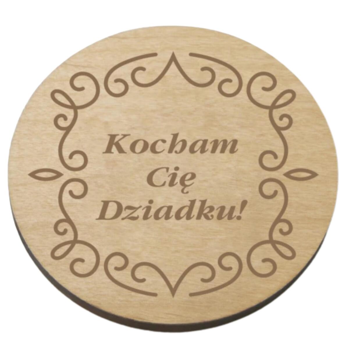 Drewniana podstawka pod szklankę, kubek prezent na Dzień Dziadka 42751