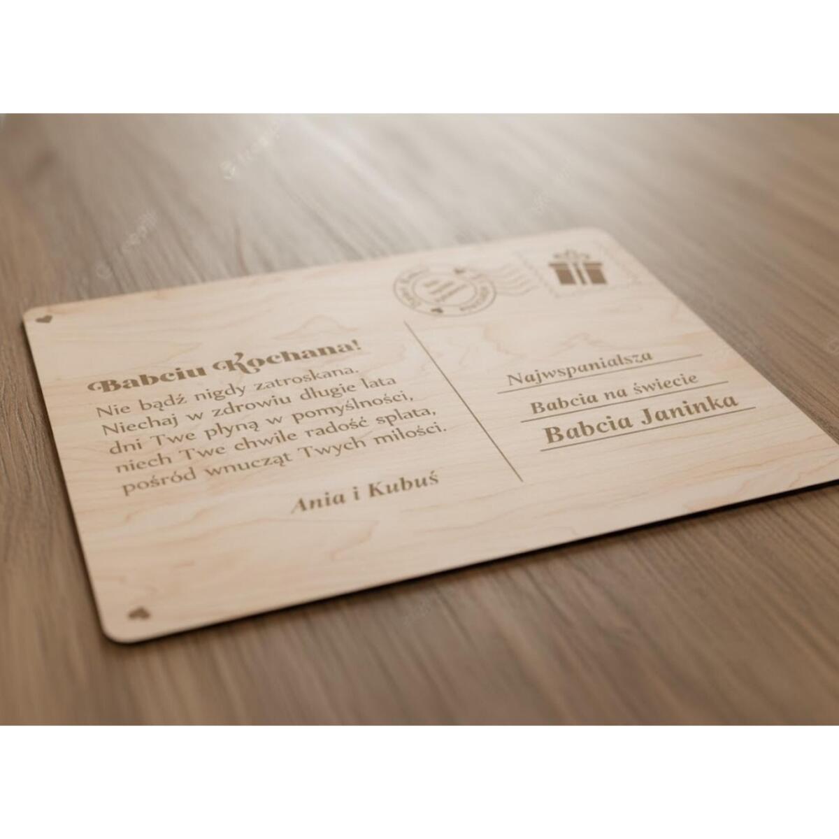Drewniana pocztówka z dedykacją prezent na Dzień Babci 42784 - zdjęcie 3