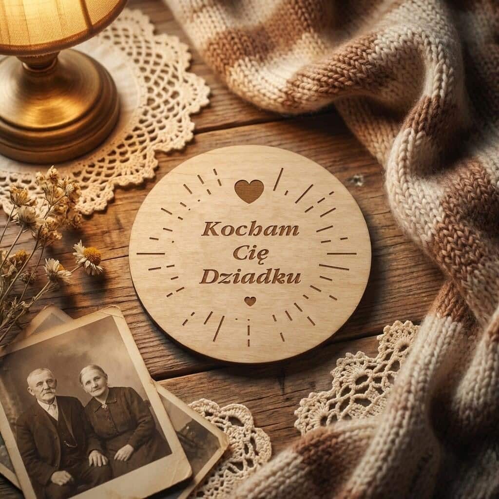 Drewniana podstawka pod herbatę prezent na Dzień Dziadka 42758 - zdjęcie 2
