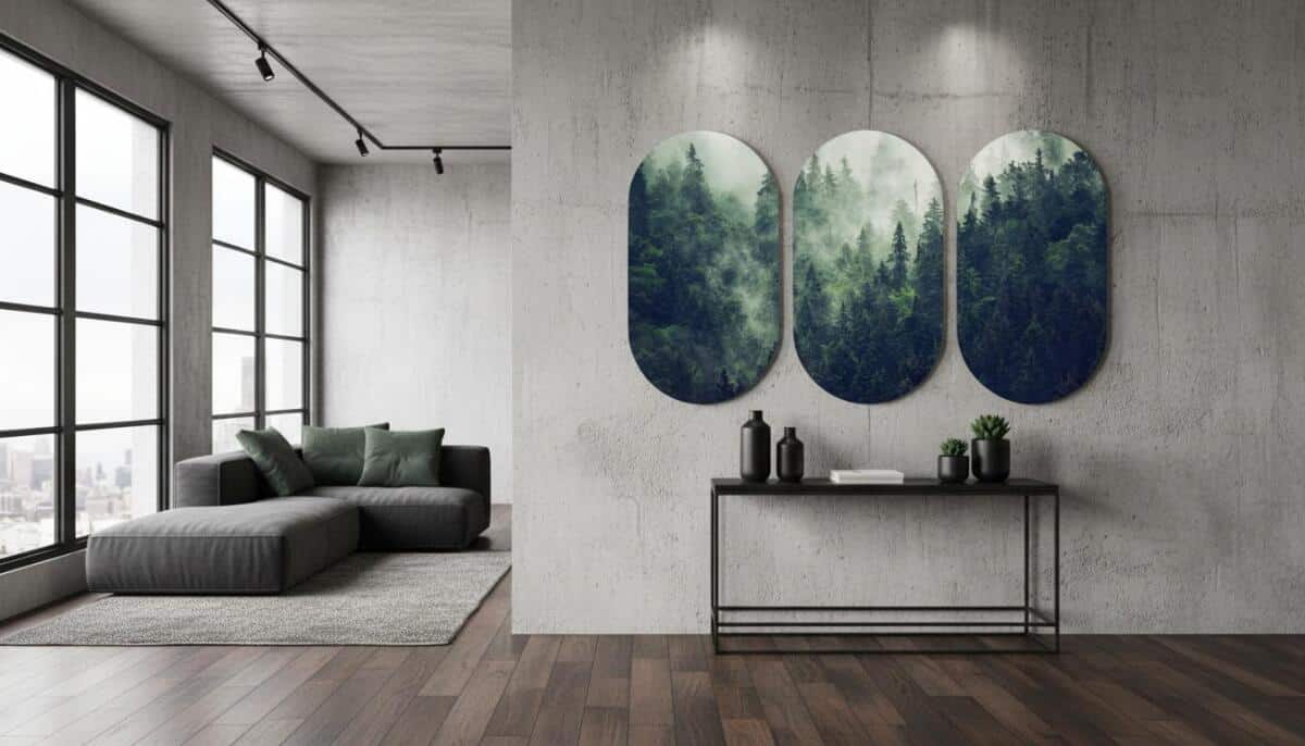 Tryptyk Las we mgle– Obrazy w Kształcie Łuku | Leśny krajobraz 82370 - zdjęcie 3