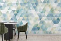 Oryginalna Fototapeta w Odcieniach Błękitu i Mięty | Pastelowe trójkąty do nowoczesnych wnętrz, pokoju młodzieżowego 81895 - miniaturka 4