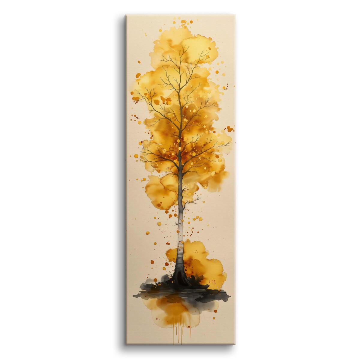 Pionowy Obraz Akwarelowe Drzewo i Złote liście | Dekoracja do jadalni i salonu 94233 - zdjęcie 2