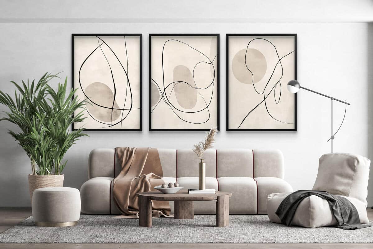 Beżowe Plakaty na ścianę- Subtelna Abstrakcja Line Art P94247 - zdjęcie 2