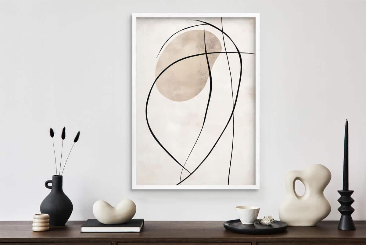 Stylowy Plakat Line Art – Organiczne Kształty i Beże | Nowoczesny Obraz na Ścianę do Biura P94244 - zdjęcie 5