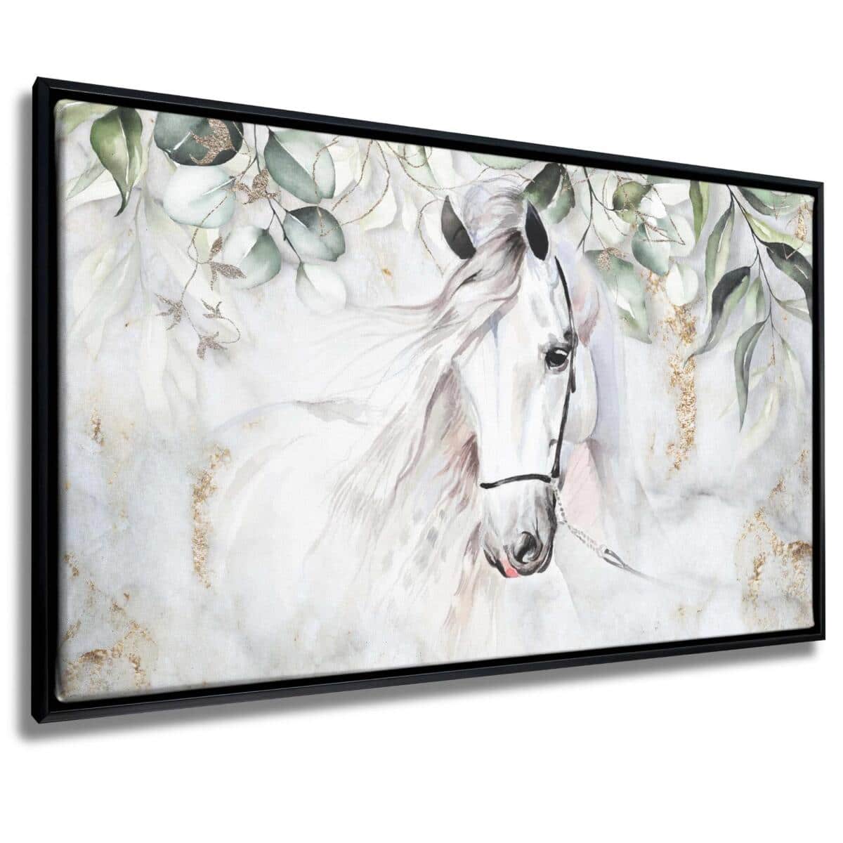Obraz w Ramie American Box | Koń w liściach | Piękna dekoracja w stylu boho R20455