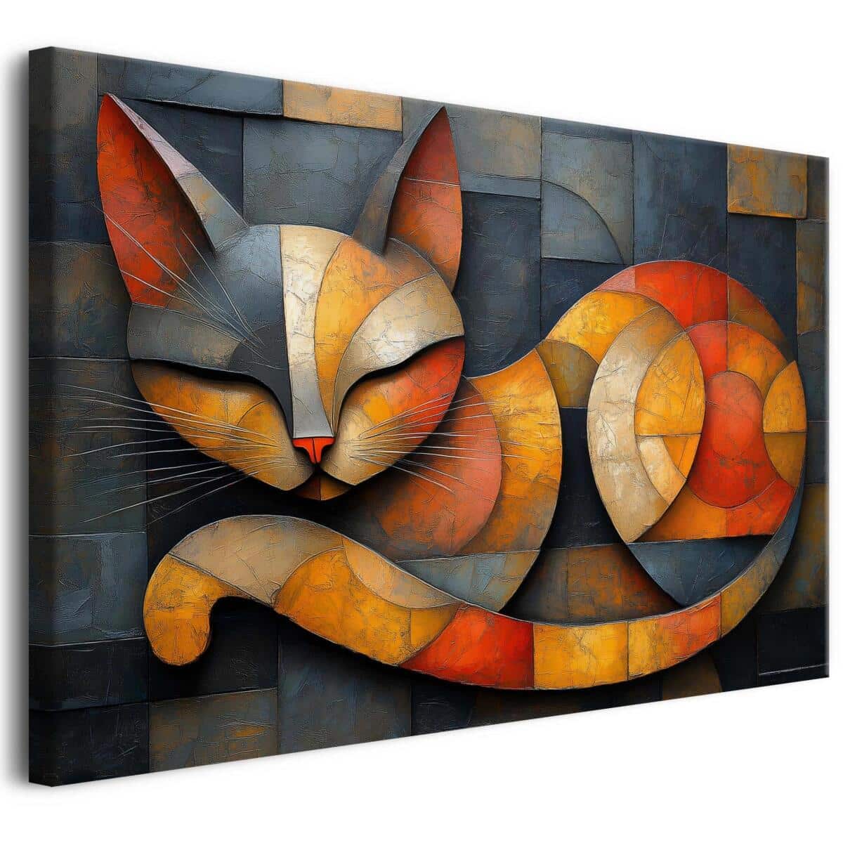 Nowoczesny obraz na płótnie – geometryczny kot | Abstrakcyjna dekoracja ściany w salonie, sypialni, biurze 94082