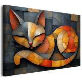 Nowoczesny obraz na płótnie – geometryczny kot | Abstrakcyjna dekoracja ściany w salonie, sypialni, biurze 94082 - miniaturka 1