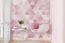 Różowa Fototapeta Glamour- Trójkąty 3D | Tapeta do kobiecych wnętrz, butiku, pokoju dziewczynki 94251 - miniaturka 2