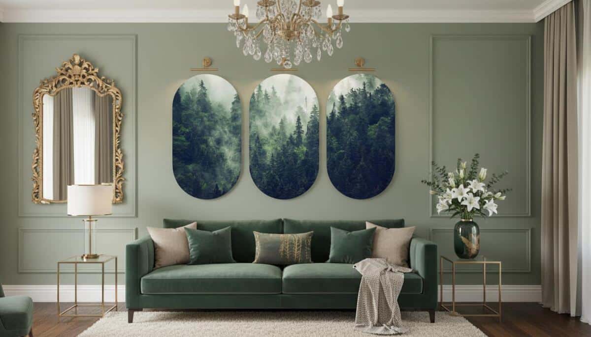 Tryptyk Las we mgle– Obrazy w Kształcie Łuku | Leśny krajobraz 82370 - zdjęcie 7