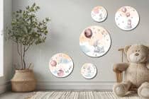 Zestaw Dziecięcych Obrazków Koła – Urocze Króliki | Komplet dekoracji ściennych boho do pokoju dziecka 42187 - miniaturka 3