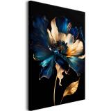 Obraz z kwiatem– dekoracja w stylu Glamour | Granat i Złoto- obraz na płótnie do nowoczesnego salonu 68117 - miniaturka 1