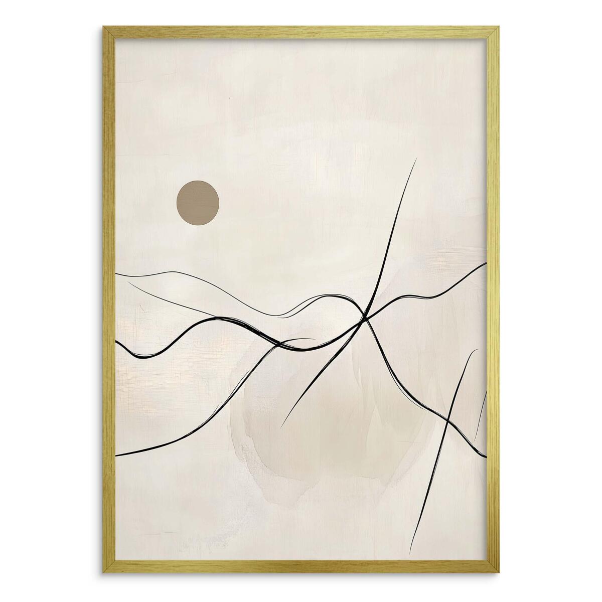 Beżowy Plakat do wnętrz Japandi- Abstrakcyjny Krajobraz Line Art P94249 - zdjęcie 3