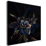 Elegancki obraz na płótnie: bukiet kwiatów na czarnym tle | Dekoracja ścienna glamour | Obraz Kwadrat, Złoto-Granat 68118 - miniaturka 1