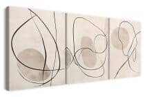 Abstrakcyjny Tryptyk na Ścianę – Czarne Linie i Beżowe Formy | Obrazy Line Art O94247 - miniaturka 2