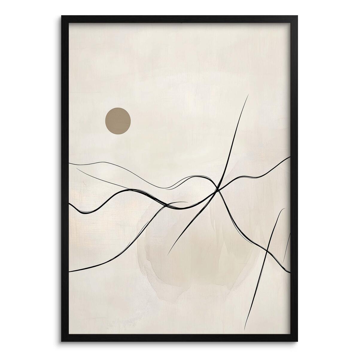 Beżowy Plakat do wnętrz Japandi- Abstrakcyjny Krajobraz Line Art P94249 - zdjęcie 1