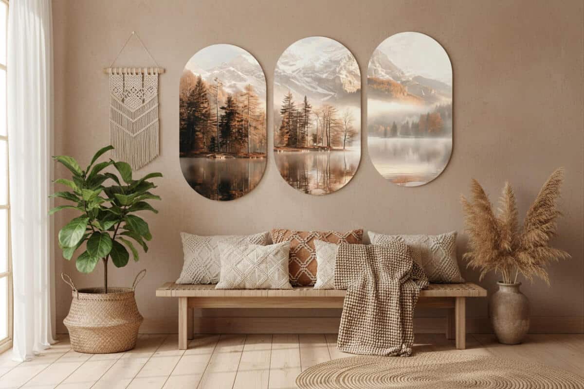 Krajobraz Górski-  Tryptyk Góry, Jezioro, Las | Eleganckie Obrazy Natura w Stylu Skandynawskim 82371 - zdjęcie 5