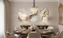 Eleganckie Obrazy- Marmur i Złoto | Tryptyk na ścianę- Elipsy w stylu Glamour 82376 - miniaturka 3