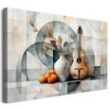 Obraz w Stylu Kubistycznym – Gitara, Wazon i Owoce | Sztuka Współczesna do Salonu i Gabinetu 94090 - miniaturka 1
