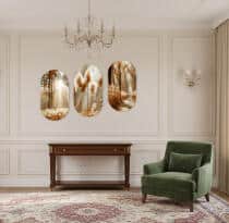 Eleganckie Obrazy na ścianę- Złoty Las i Trawa Pampasowa | Zestaw 3 Owalnych Obrazów Boho 82372 - miniaturka 7