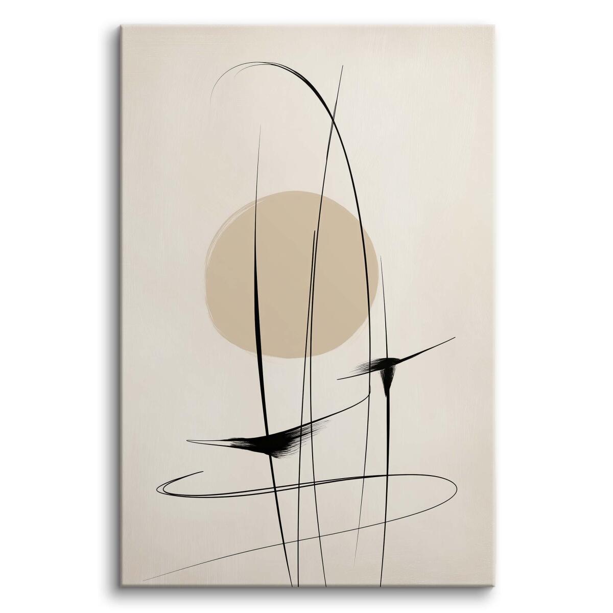 Nowoczesny Obraz na płótnie- Beżowa Abstrakcja | Minimalistyczny styl Line Art  O94240 - zdjęcie 2
