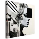 Nowoczesny obraz na ścianę- czarno- biały portret kobiety | Sztuka abstrakcyjna, geometria | Minimalistyczny obraz na płótnie 68121 - miniaturka 1