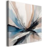 Sztuka współczesna na płótnie - Abstrakcja w beżu i błękicie | Obraz abstrakcyjny na płótnie - Beż, błękit i czerń - Nowoczesna dekoracja ścienna do salonu 68119 - miniaturka 1