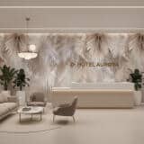 Elegancka Fototapeta z Motywem Liści Palmowych | Beżowo-Kremowa Dekoracja do wnętrz Boho 82246 - miniaturka 4