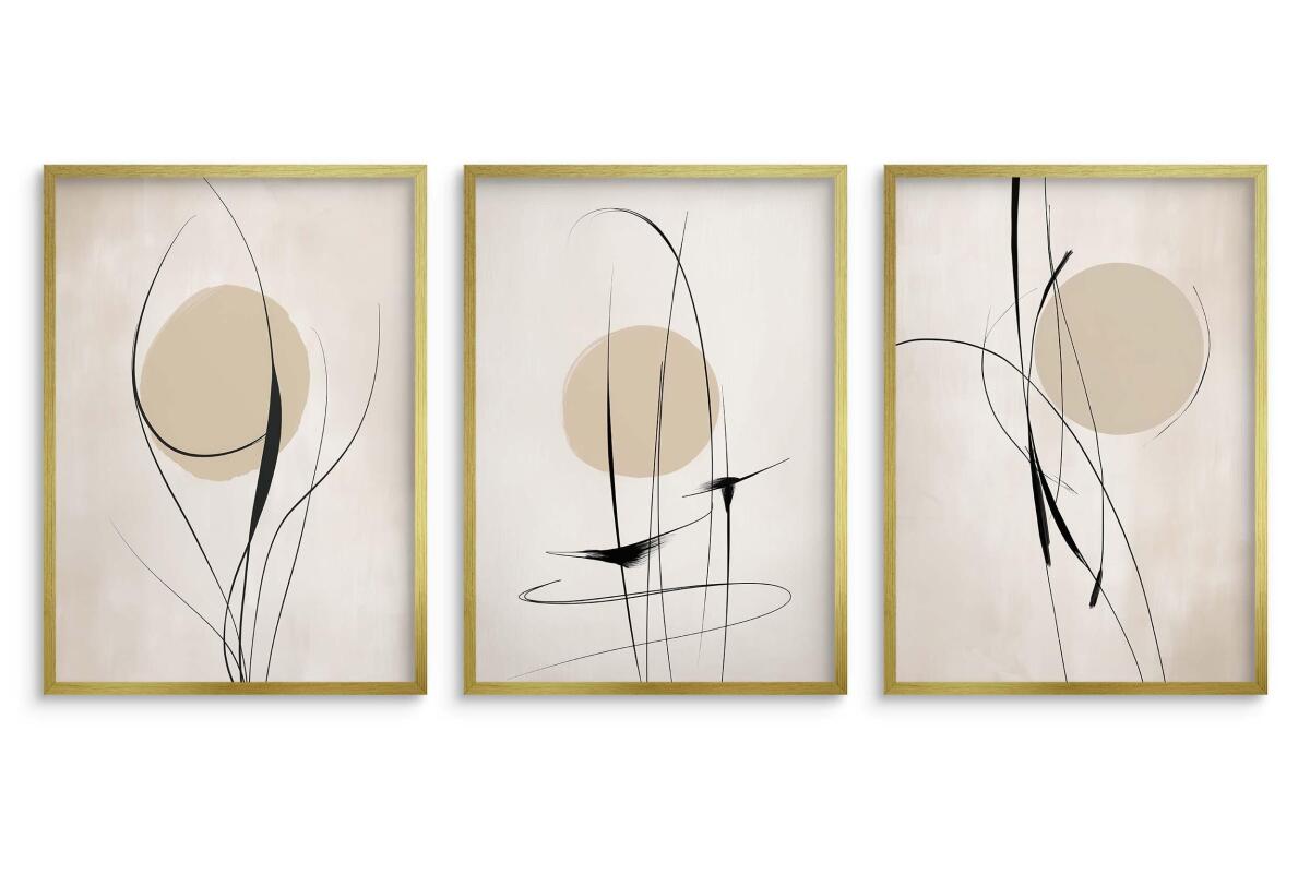 Minimalistyczne Plakaty w stylu Line Art- Beżowa Abstrakcja P94246 - zdjęcie 6