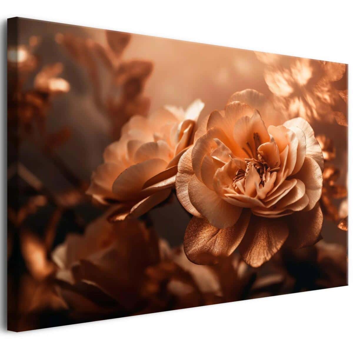 Obraz z Motywem Kwiatów – Zmysłowa Kompozycja w miedzi i złocie | Dekoracje Ścienne do Wnętrz w Stylu Glamour 68193