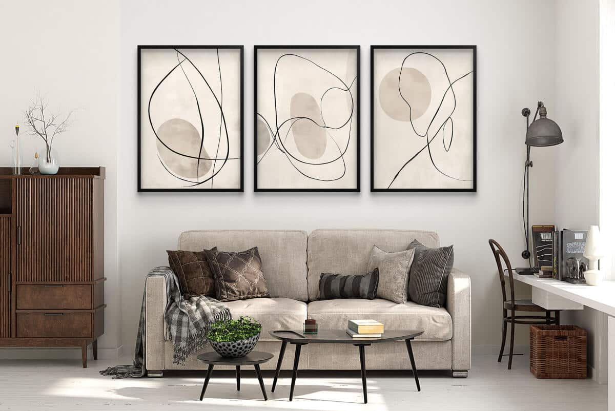 Beżowe Plakaty na ścianę- Subtelna Abstrakcja Line Art P94247 - zdjęcie 4