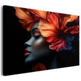 Stylowy obraz na ścianę do nowoczesnych wnętrz- Kobieta i pomarańczowe kwiaty 81574 - miniaturka 1