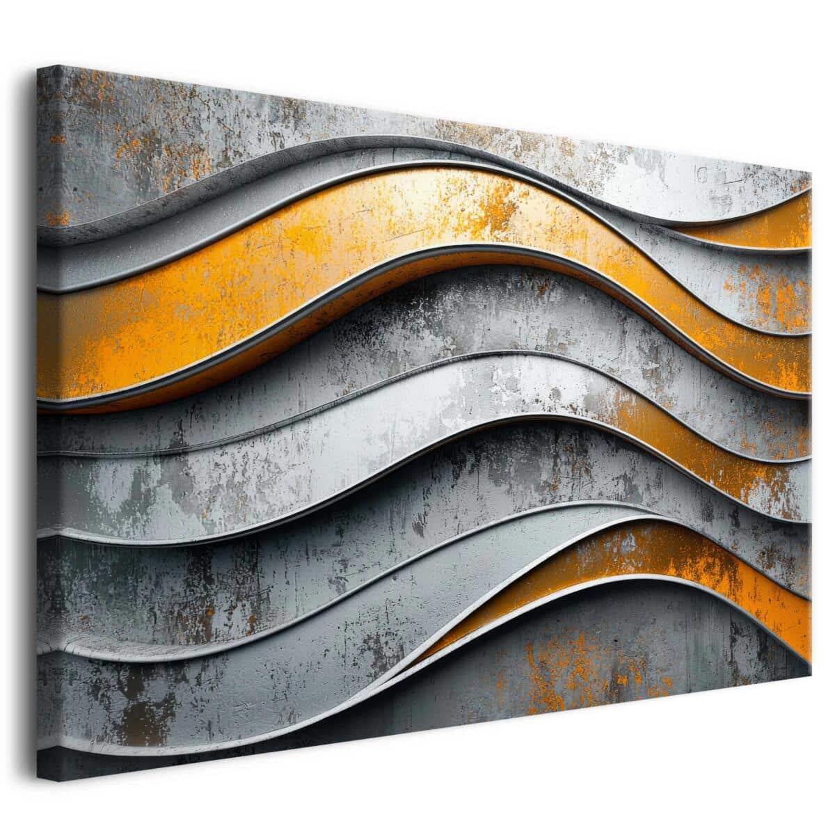 Obraz z efektem 3D- Abstrakcja w odcieniach szarości i złota | Nowoczesna dekoracja do salonu | Styl industrialny, Loft 68176