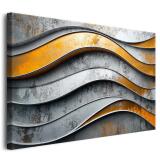 Obraz z efektem 3D- Abstrakcja w odcieniach szarości i złota | Nowoczesna dekoracja do salonu | Styl industrialny, Loft 68176 - miniaturka 1
