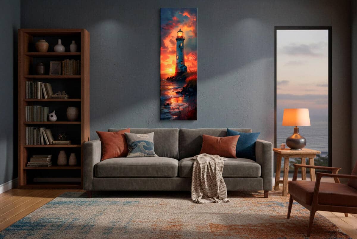 Obraz na płótnie – Latarnia Morska | Klimatyczny Zachód Słońca nad morzem 94231 - zdjęcie 4