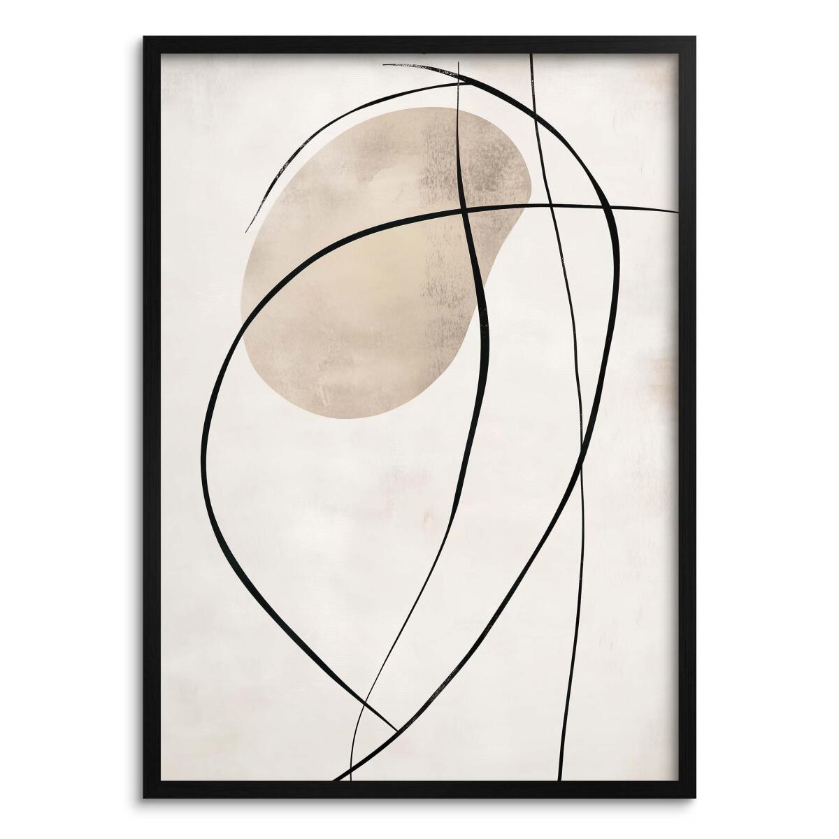 Stylowy Plakat Line Art – Organiczne Kształty i Beże | Nowoczesny Obraz na Ścianę do Biura P94244 - zdjęcie 1